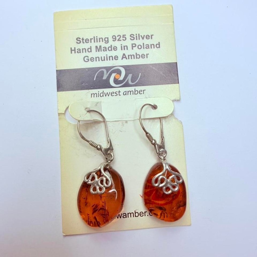 REAL AMBER 925 EARRINGS
